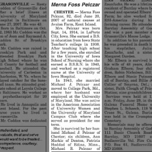 Obituary for Merna Foss Pelczar