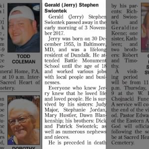 Obituary for Gerald Stephen Swiontek