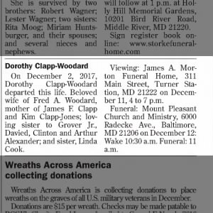 Obituary for Dorothy Clapp- Woodard