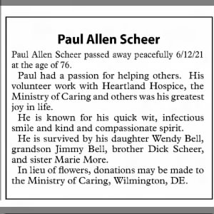 Obituary for Paul Allen Scheer