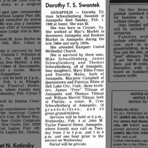 Obituary for Dorothy T. S. Swontek